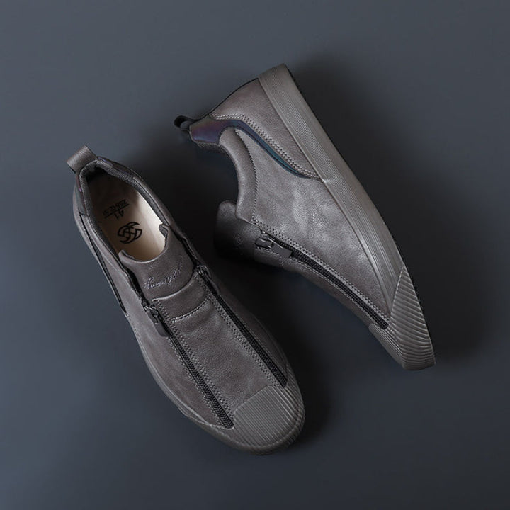 Rote stylische Herrenschuhe, bequeme Komfortschuhe für Freizeit & Büro.