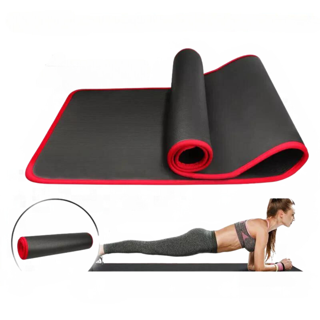 Blaue rutschfeste Fitnessmatte, extra dick, ideal für Yoga, Pilates & Heimfitness mit Komfort.