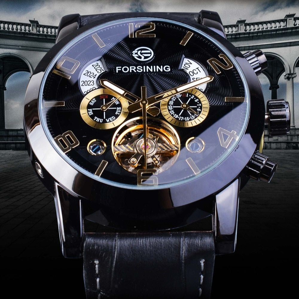 Mechanische Luxusuhr für Herren, wasserdicht und elegant. Präzision in jedem Detail.
