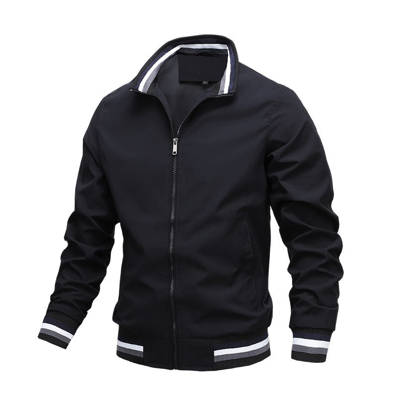 Schwarze Herren Übergangsjacke, stylisch & vielseitig für Frühling & Herbst. Casual Bomberjacke.