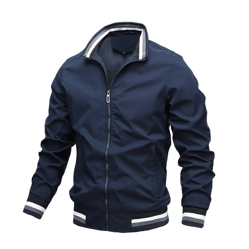 Dunkelblaue Herren Freizeitjacke, moderne Übergangsjacke, perfekt für Outdoor & Stadt.