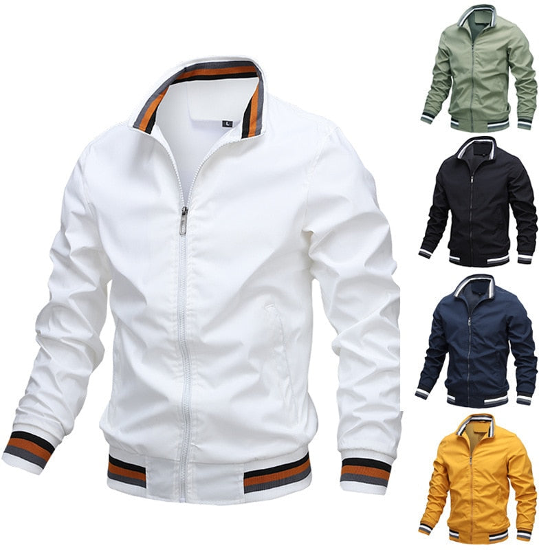 Bequeme gelbe Herrenjacke, stylische Übergangsjacke, perfekt für Outdoor-Aktivitäten.