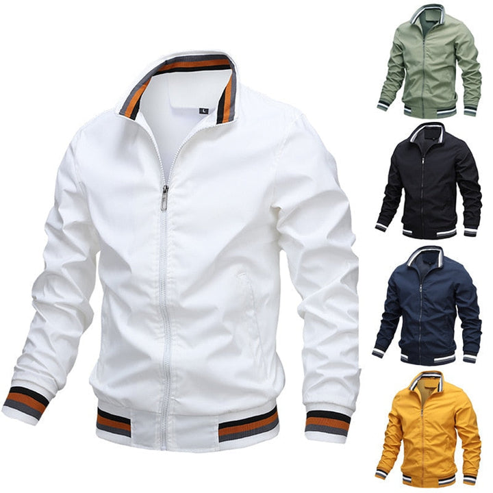 Bequeme gelbe Herrenjacke, stylische Übergangsjacke, perfekt für Outdoor-Aktivitäten.
