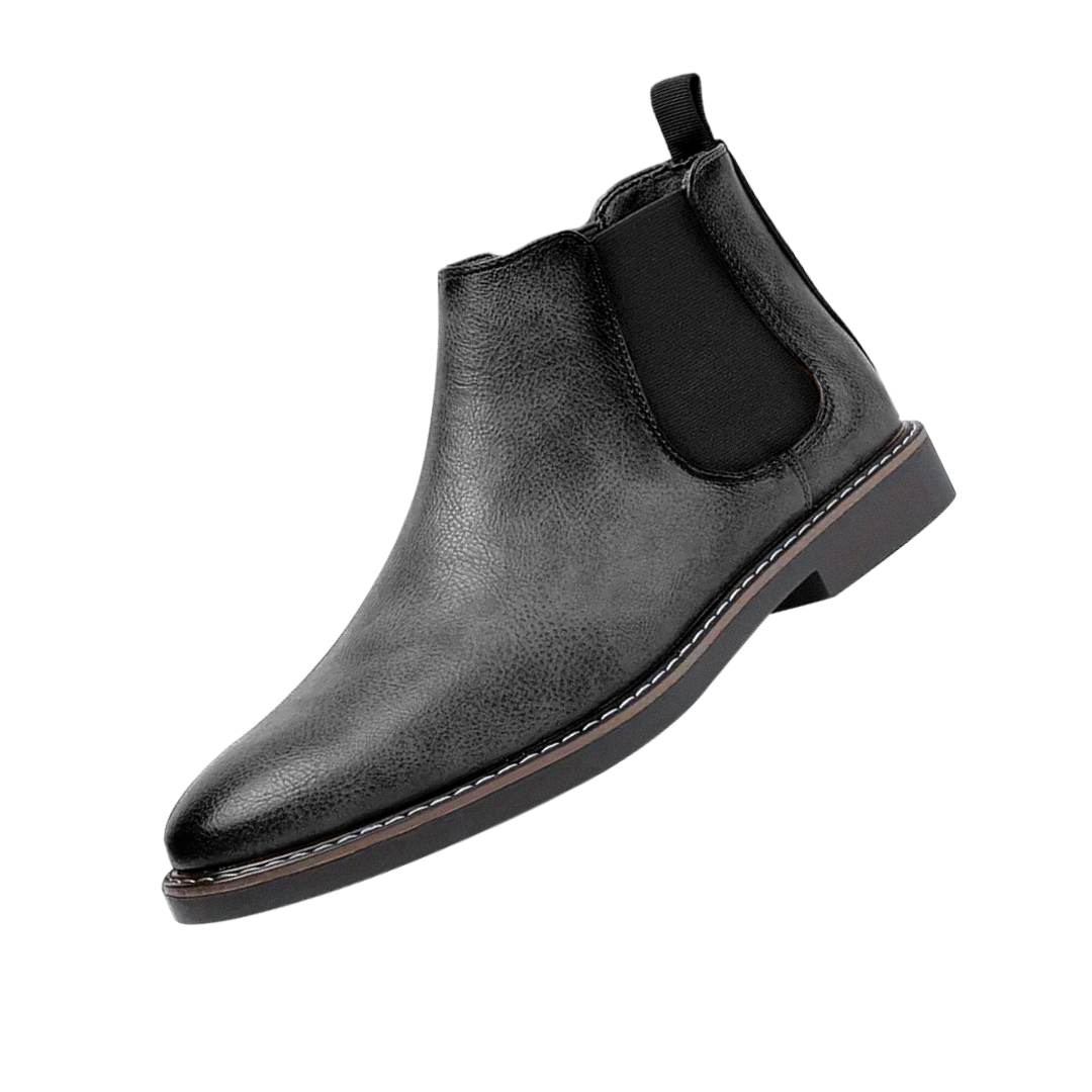 Schwarze Herren Chelsea Boots aus Leder, elegante und bequeme Halbschuhe für Business & Freizeit.