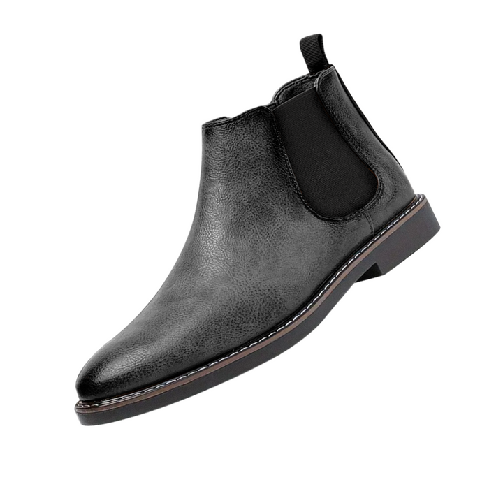 Schwarze Herren Chelsea Boots aus Leder, elegante und bequeme Halbschuhe für Business & Freizeit.