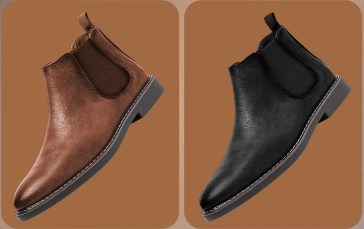 Stilvolle Herren Chelsea Boots in Cognac-Braun aus Leder, klassische Halbschuhe für elegante Outfits.