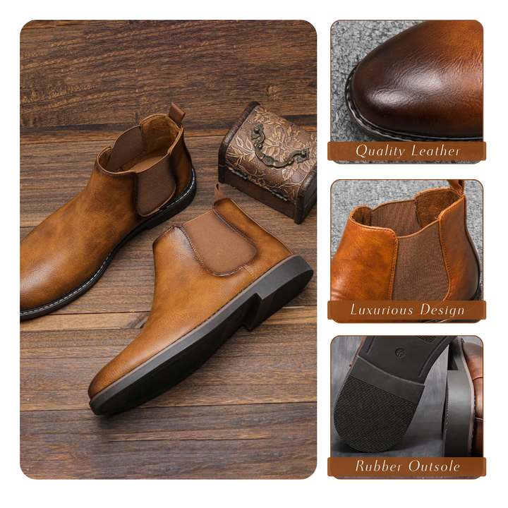 Zeitlose Herren Chelsea Boots, elegante schwarze Stiefel für vielseitige Business- und Freizeit-Outfits.