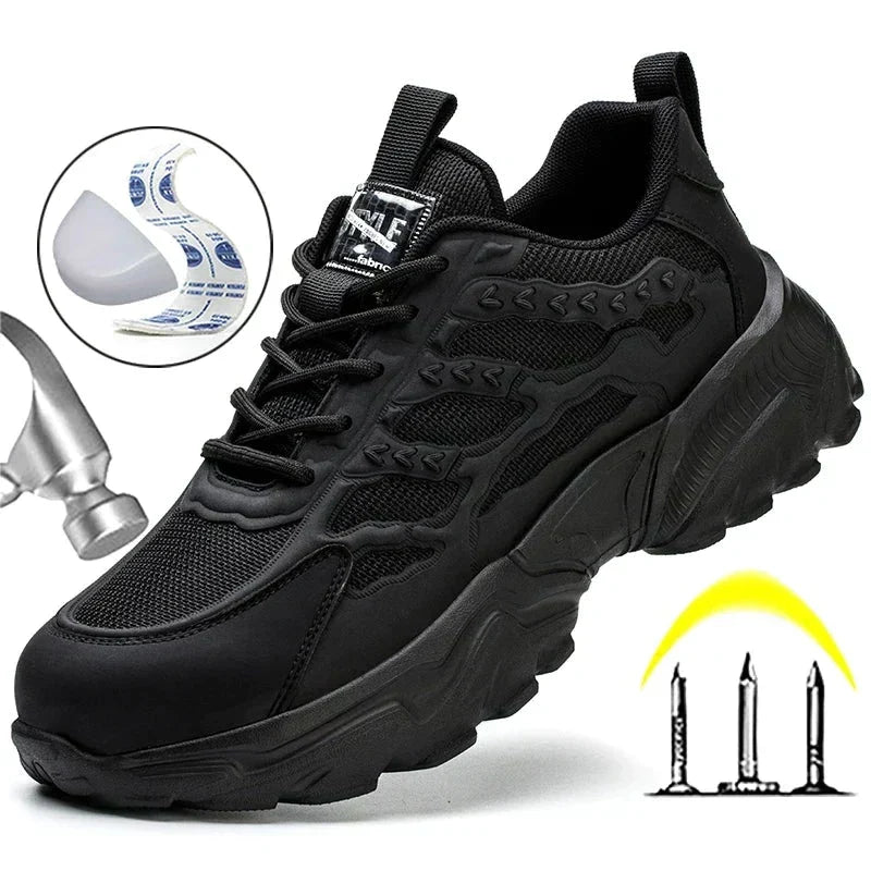 Rutschfeste Rocco Herren-Arbeitsschuhe im Sneaker-Stil, mit schützender Stahlkappe und hohem Tragekomfort.