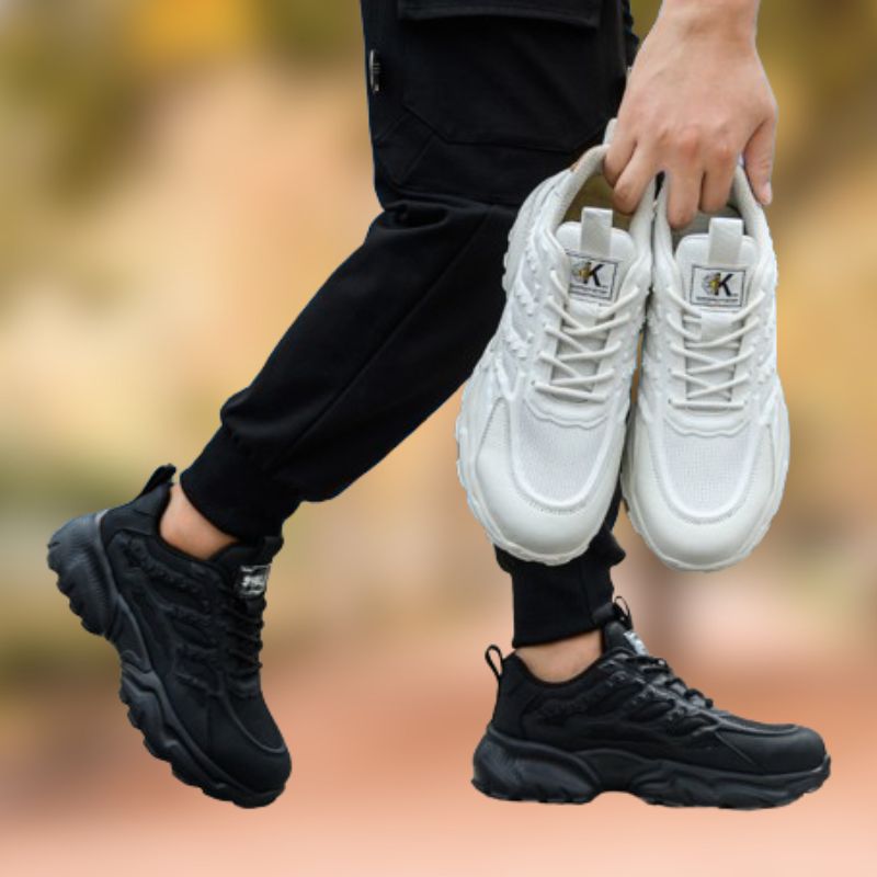 Bequeme Rocco Schutzschuhe für Herren, mit verstärkter Stahlkappe und modernem Sneaker-Design in Schwarz.