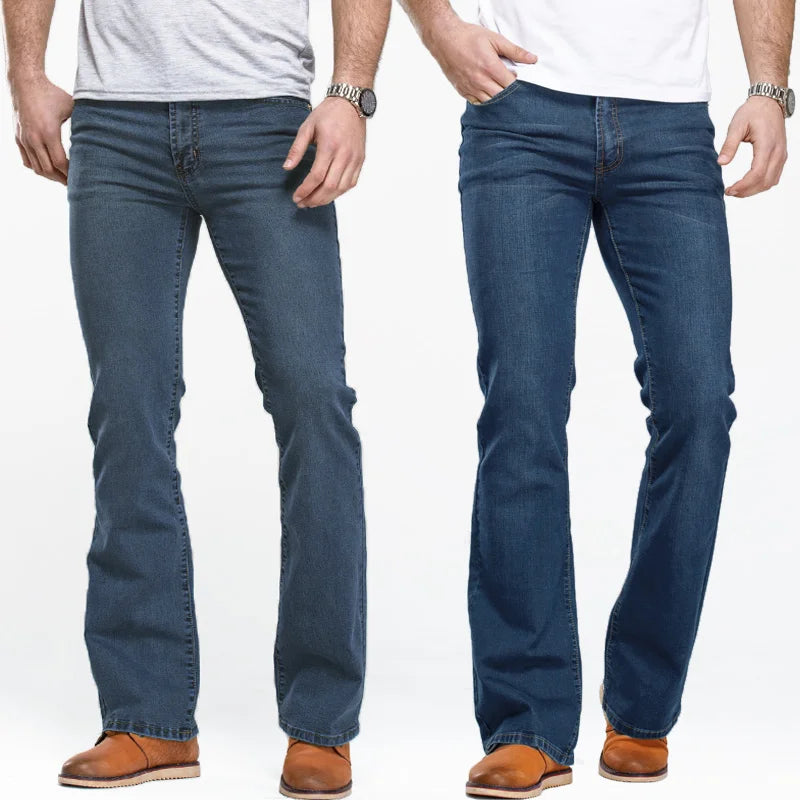 Schwarze Herren Slim Fit Bootcut Jeans Lucas, moderner Stil für Freizeit und Alltag, bequeme Passform.