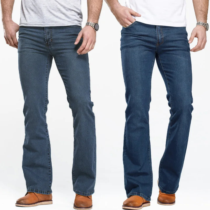 Schwarze Herren Slim Fit Bootcut Jeans Lucas, moderner Stil für Freizeit und Alltag, bequeme Passform.