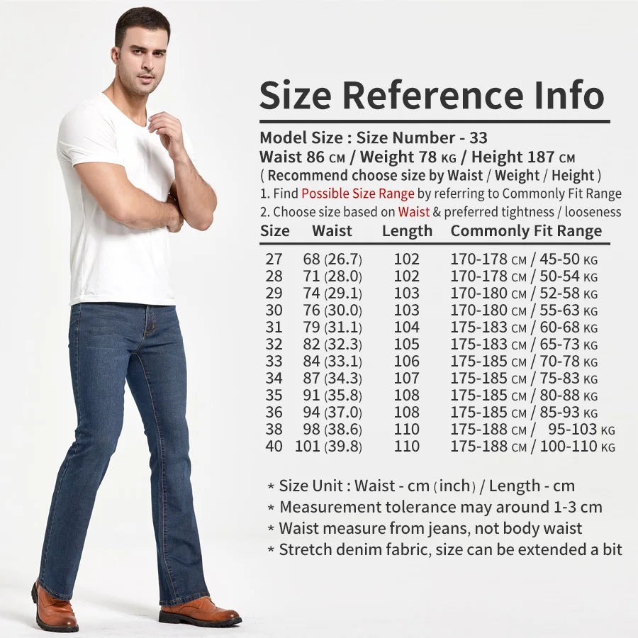 Dunkelblaue Herren Bootcut Jeans Slim Fit, elegante Freizeithose für den Mann, hohe Bewegungsfreiheit.
