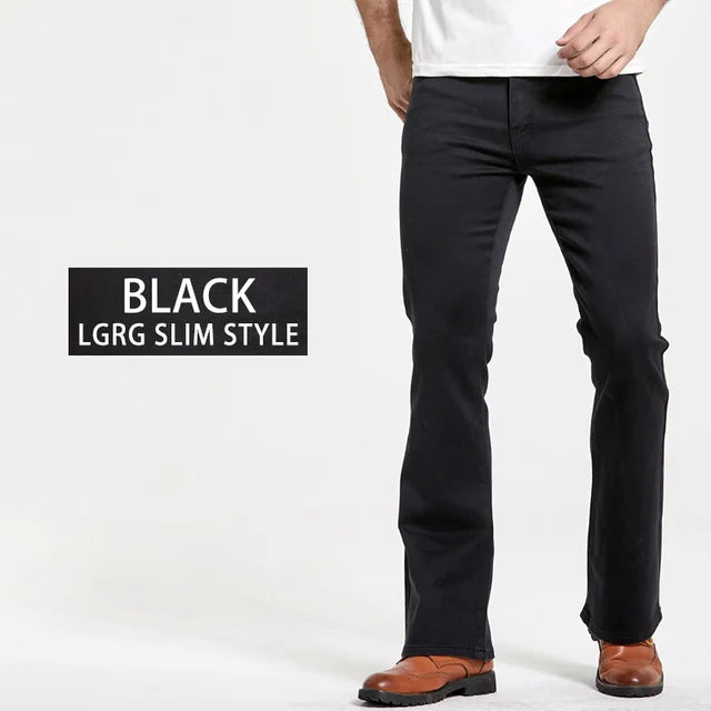 Stilvolle Herrenhose: Schwarze Slim Fit Bootcut Jeans Lucas, ideal für einen modernen Look.