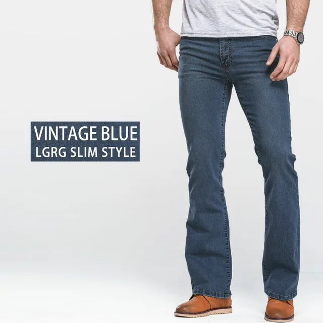 Herren Jeans Slim Fit Bootcut, schwarzes Design für anspruchsvolle Männer, optimaler Komfort.