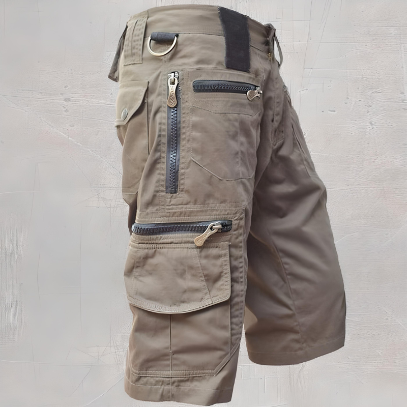 Khaki Taktische Shorts für Männer, funktionell & strapazierfähig, perfekt für Outdoor & Wandern.
