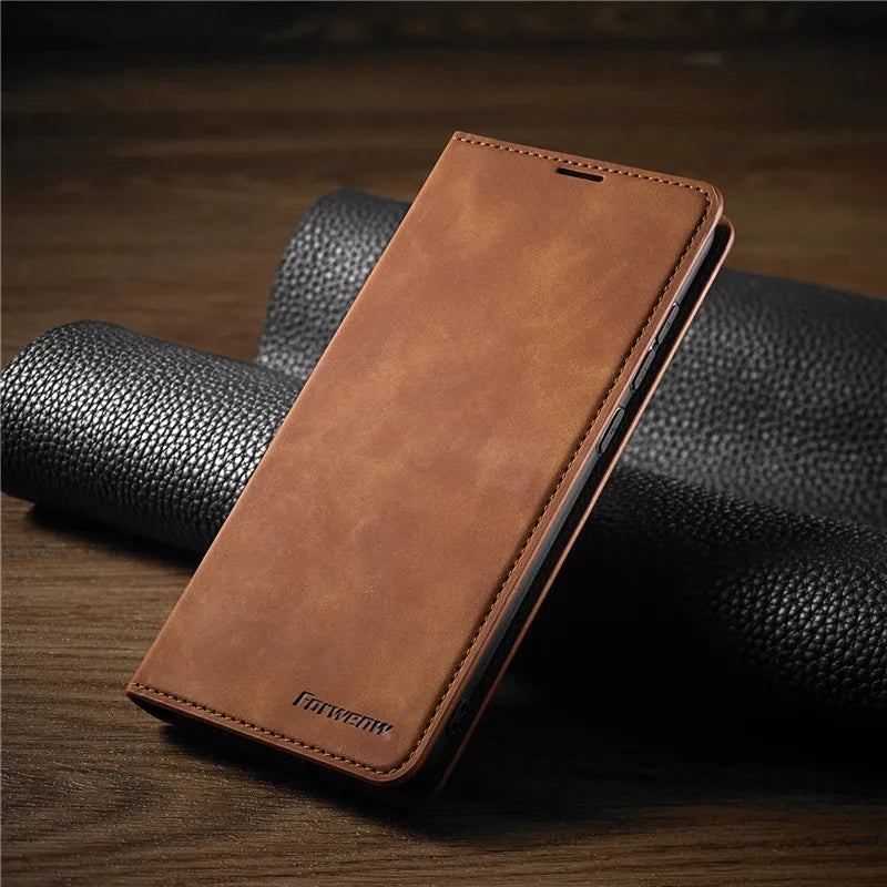 Unisex rote Premium Leder Handyhülle mit Magnet, optimaler, stoßfester Schutz für Ihr iPhone.