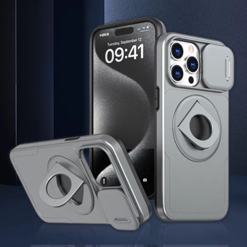 Robuste Schutzhülle für iPhone 15, 14, 13, 12, 11 mit Ständer & Magnetfunktion, blau.