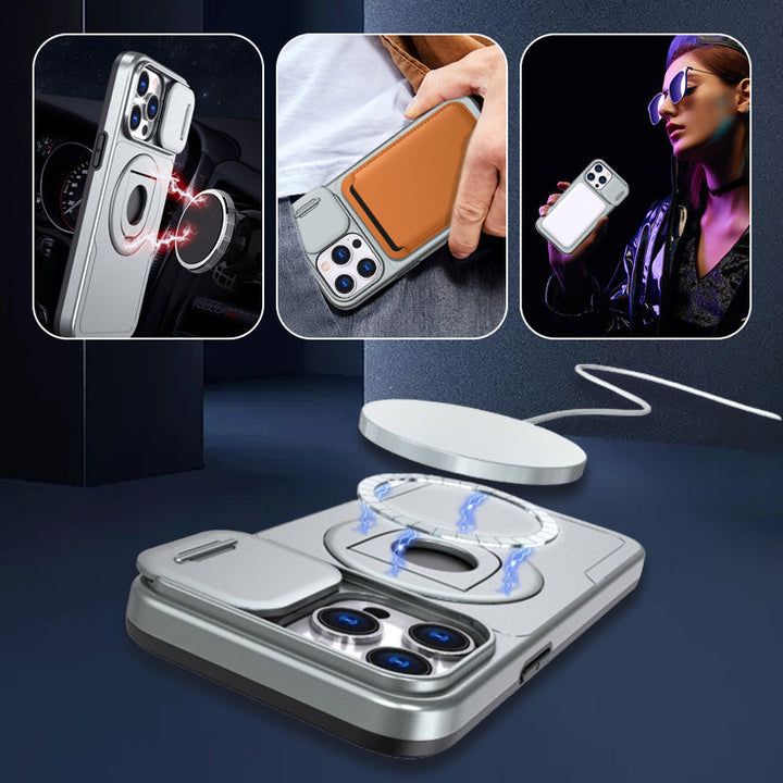 Praktische iPhone 11 Hülle, stoßfest, blau, mit integriertem Ständer und Magnet. Handyschutz.