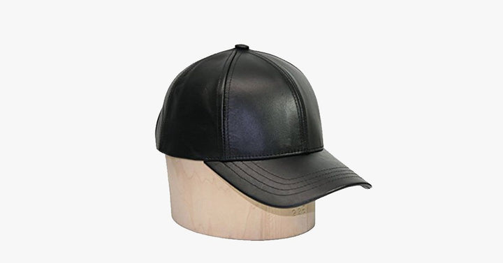 Hochwertige Unisex Leder Baseballmütze in Schwarz, verstellbar, klassisches Design.