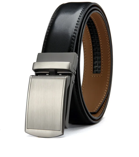 Eleganter Business-Herrengürtel mit Automatik-Schnalle. Schwarzes Leder, ideal für den stilbewussten Mann.