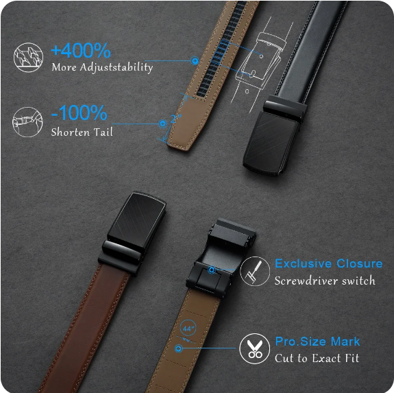 Eleganter Herren-Ledergürtel mit Automatikverschluss. Perfektes Männeraccessoire für einen stilvollen Look das ganze Jahr.