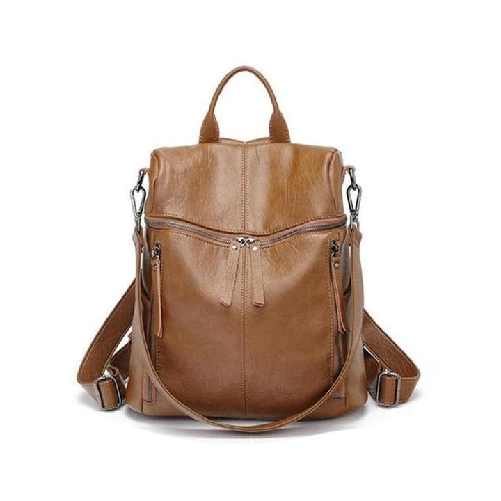 Unisex Lederrucksack in Schwarz oder Khaki, stilvoll und robust für Alltag & Reise.
