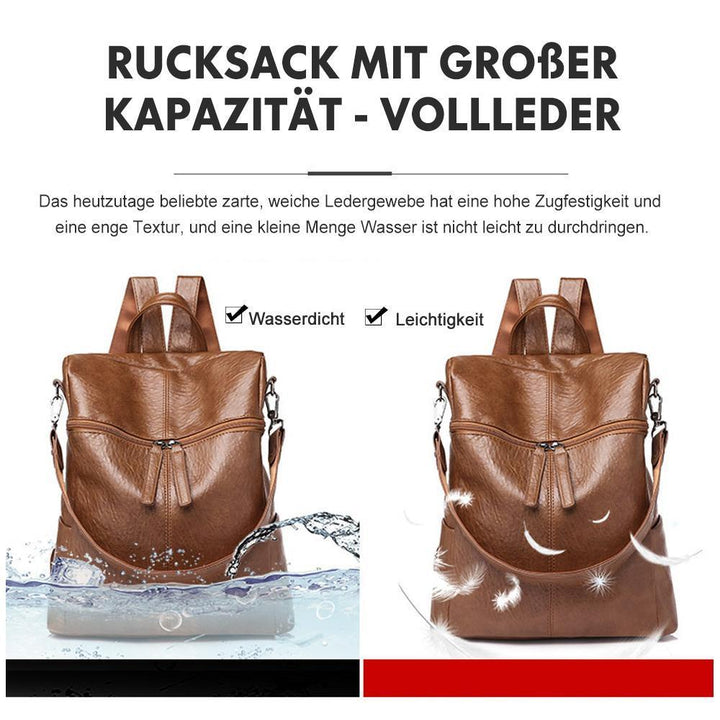 Stilvoller Unisex Rucksack aus robustem Leder in Schwarz, perfekt für Pendler & Reisen.