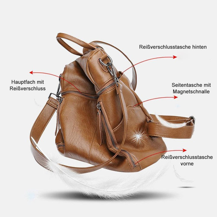 Geräumiger Lederrucksack für Damen & Herren, ideal für Bücher, Laptop, Arbeit & lange Reisen.