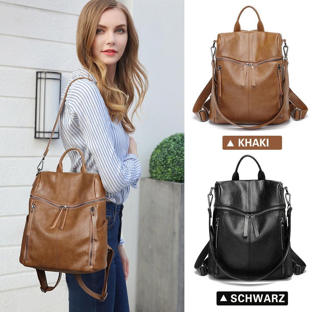 Hochwertiger, robuster Lederrucksack in Schwarz für Alltag, Schule und Abenteuer.