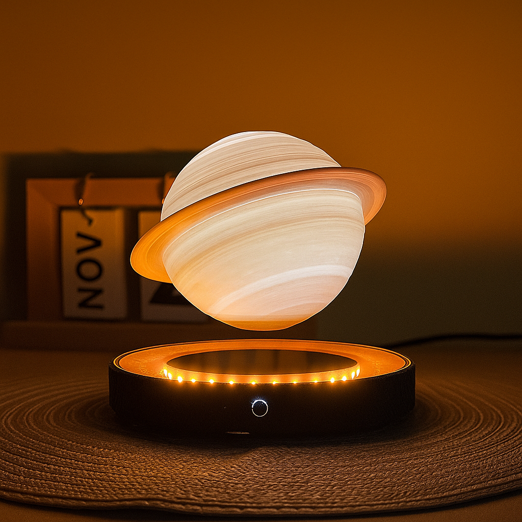 Schwebende 3D Saturn Lampe mit drei Lichtmodi; futuristische Weltall Dekoration & einzigartiges Nachtlicht.