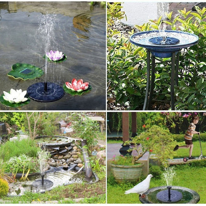 Schwimmende Solar-Wasserfontäne mit 6 Fontänenköpfen für Teich und Garten, energiesparende Gartendeko.
