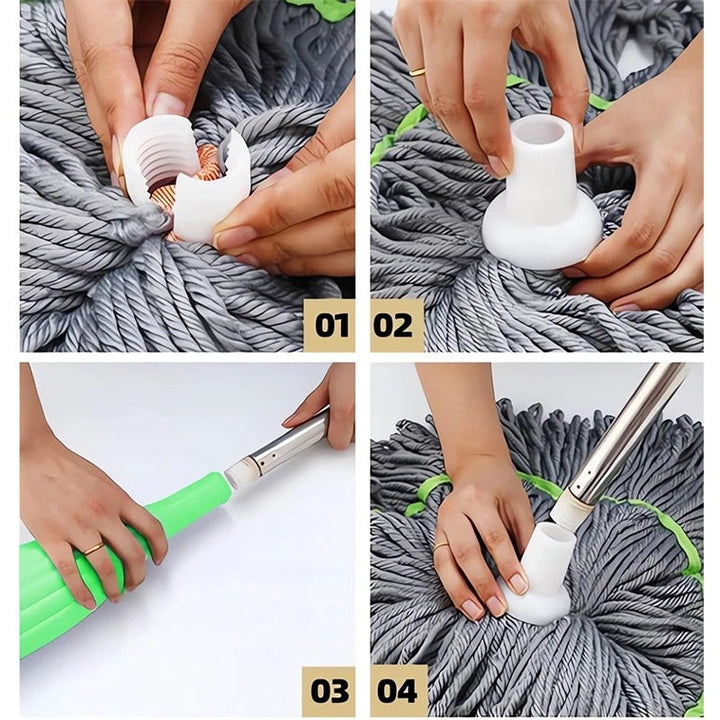 Müheloses Auswinden des Mikrofaser-Wischmopps ohne nasse Hände. Ergonomisches Design für schnelle Bodenpflege.