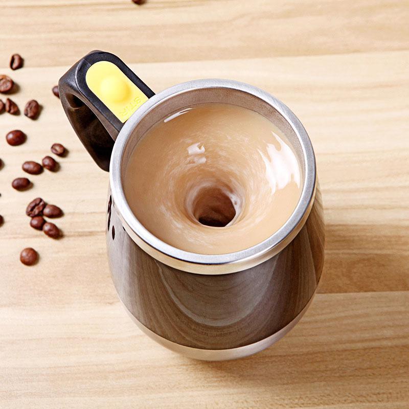 Selbstrührende Kaffeetasse aus Edelstahl, perfekt für Kaffee & Tee unterwegs im Büro oder auf Reisen.