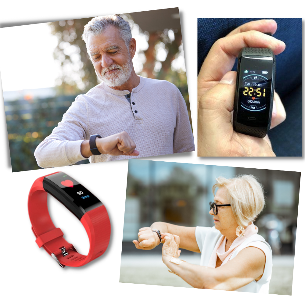 Gesundheits-Smartwatch für Senioren, überwacht Herzfrequenz, Blutdruck & Schlaf. Ideal für den Alltag.