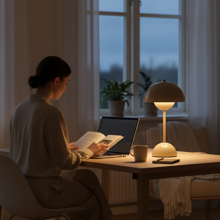 Elegante skandinavische Designlampe aus Edelstahl, perfekt für Schlafzimmer-Ambiente.