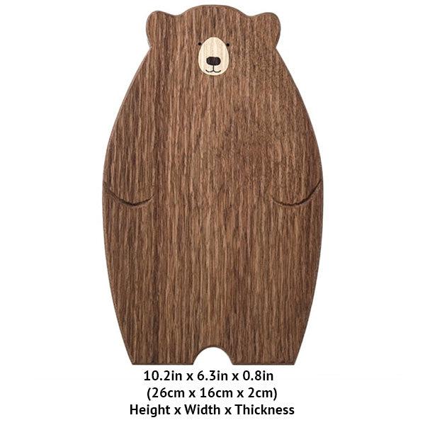 Multifunktionales Holzbrett im Bären-Design. Als Servierplatte & Schneidebrett nutzbar.