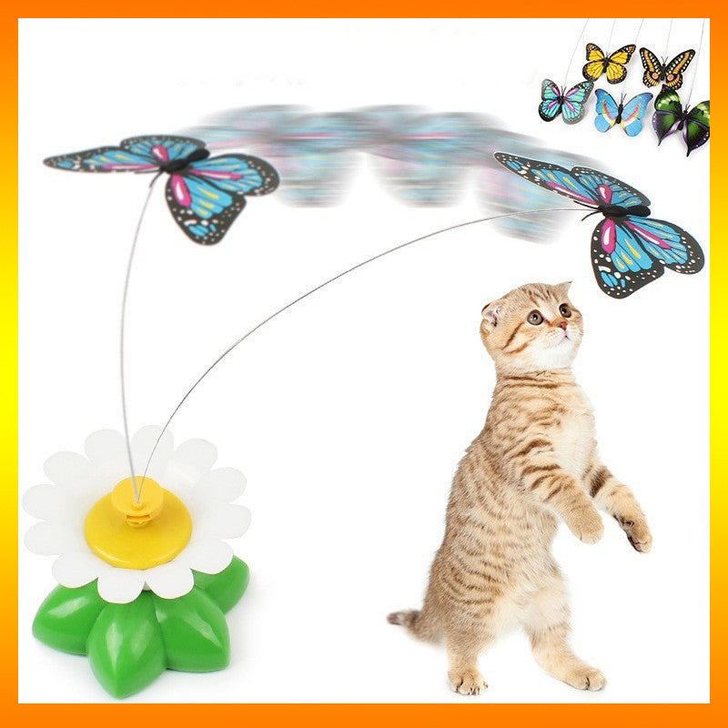 Bewegliches Katzenspielzeug Schmetterling, simuliert Beute, aus tierfreundlichem Material, ideal für aktive Katzen.
