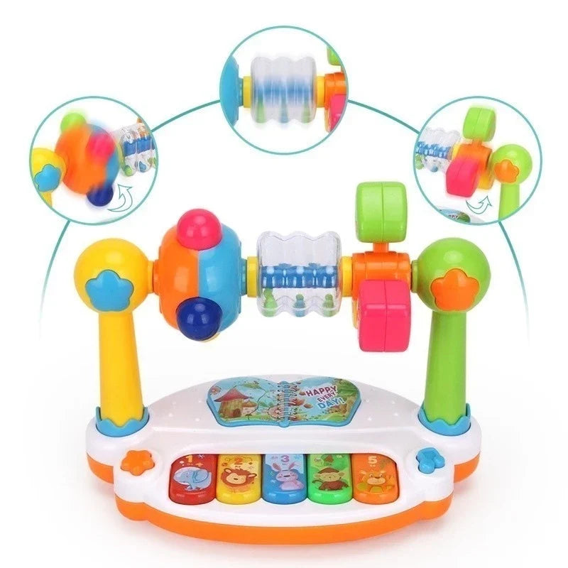 Attraktives Babyspielzeug mit Musik und Leuchtfunktion; fördert spielerisch Farben, Formen und Koordination.