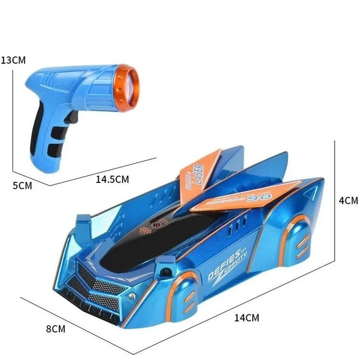 Kinder Deckenfahrer Laser Auto, trotzt der Schwerkraft. Wiederaufladbares RC Spielzeug für aufregende Fahrmanöver an Wänden.