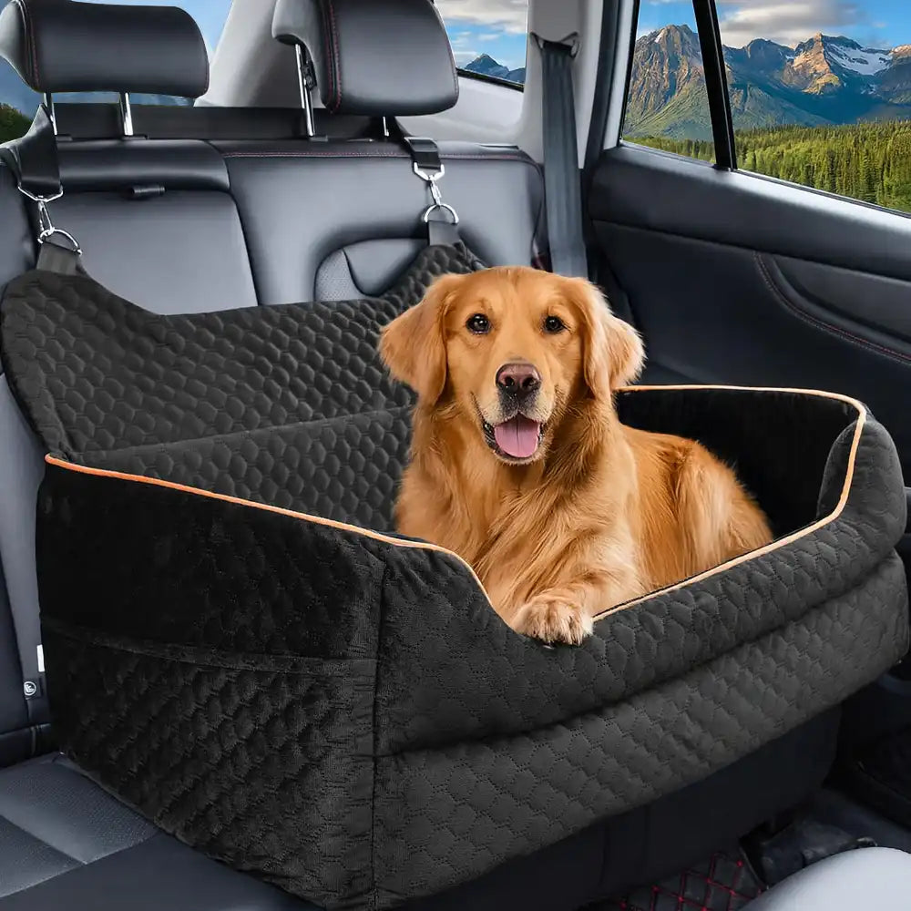 Komfortabler & sicherer Hunde-Autositz für große Hunde auf der Rückbank; unverzichtbar für Auto & Reisen.