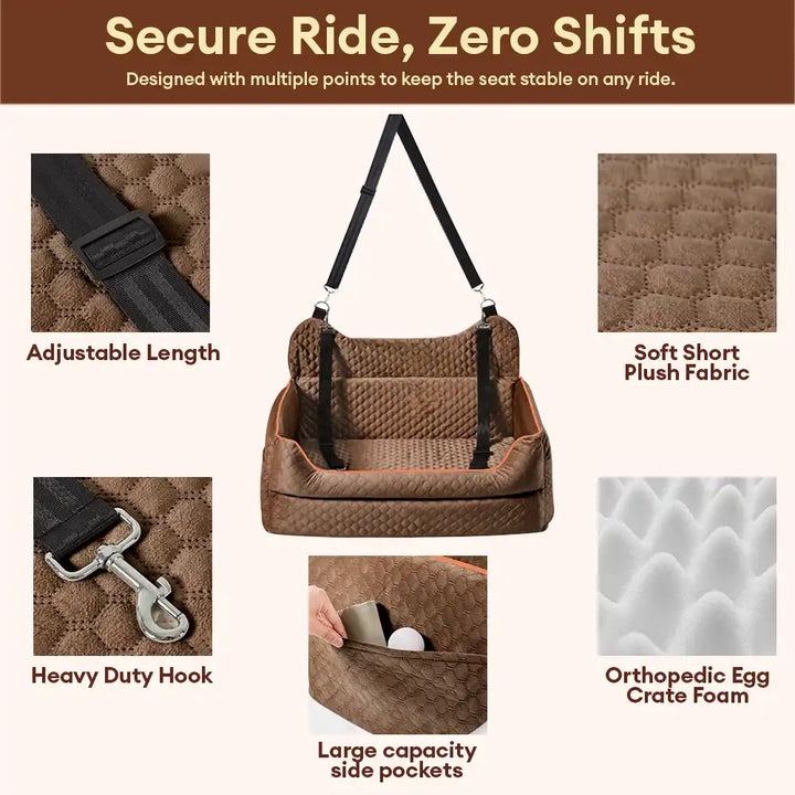 Großer Hund sicher & bequem im Hunde-Autositz auf der Rückbank reisen; maximaler Schutz & Komfort.