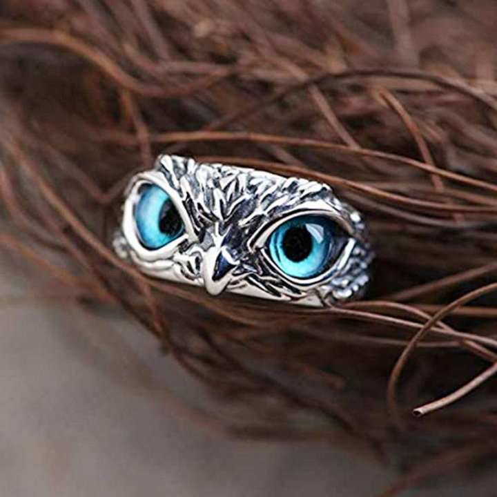 Eleganter Damen-Opalring in Eulenform aus Sterling-Silber, anpassbar. Einzigartiger Silberring für Frauen.