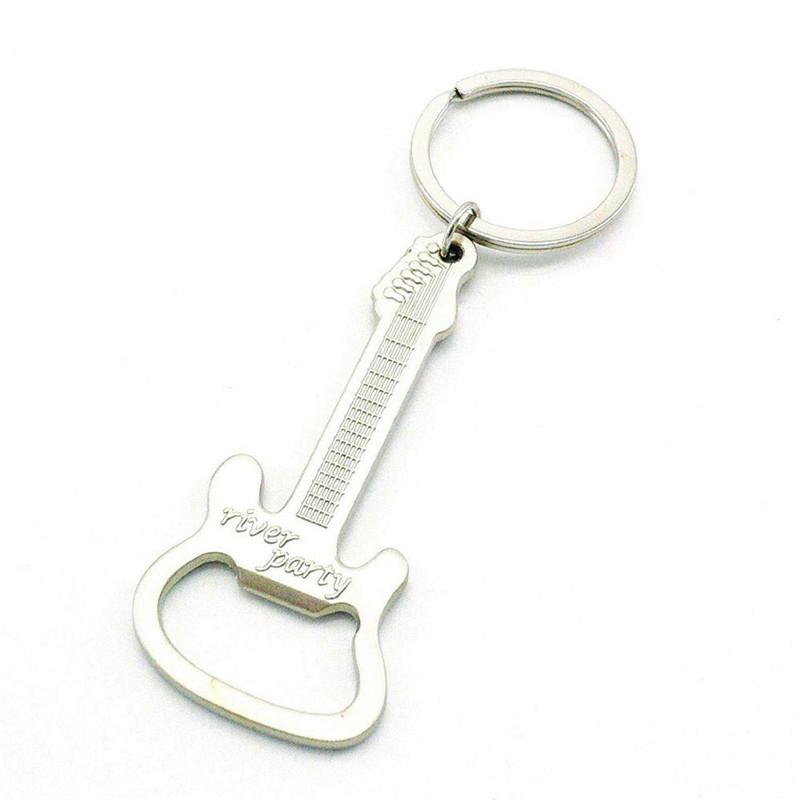 Silberner Gitarren-Flaschenöffner aus Zinklegierung, ein einzigartiges Accessoire für Musikfans.