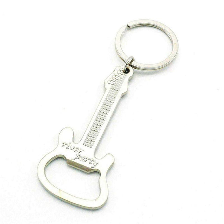 Silberner Gitarren-Flaschenöffner aus Zinklegierung, ein einzigartiges Accessoire für Musikfans.