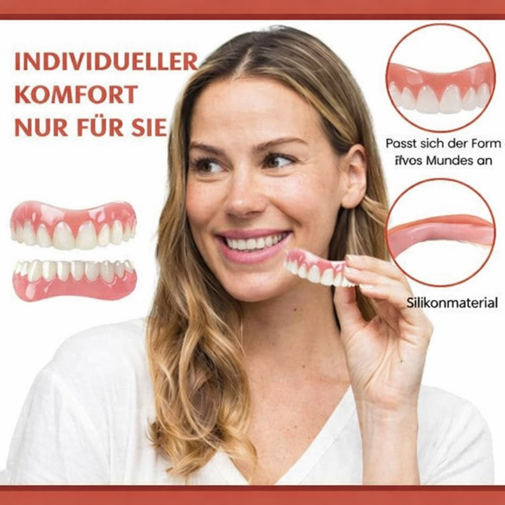 Silikonpolster für Zahnersatz & Prothese. Bietet sicheren Halt, Komfort & Druckschutz im Mund.