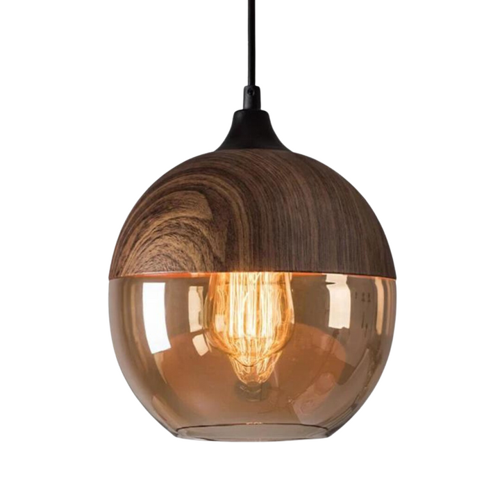Skandinavische Deckenleuchte aus Holz für modernes Wohnzimmer-Design.