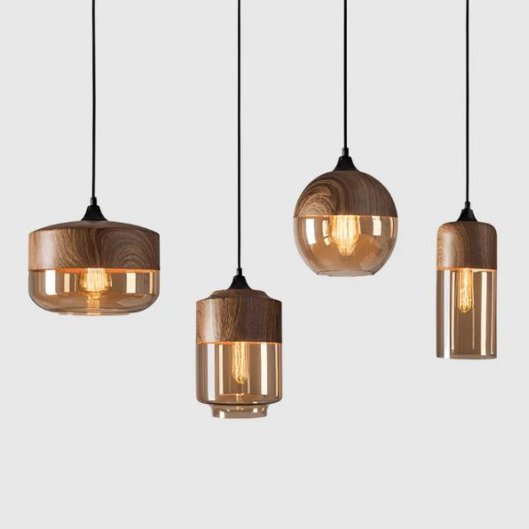 Schlafzimmer-Deckenlampe aus Naturholz, skandinavisch, für warmes Licht.