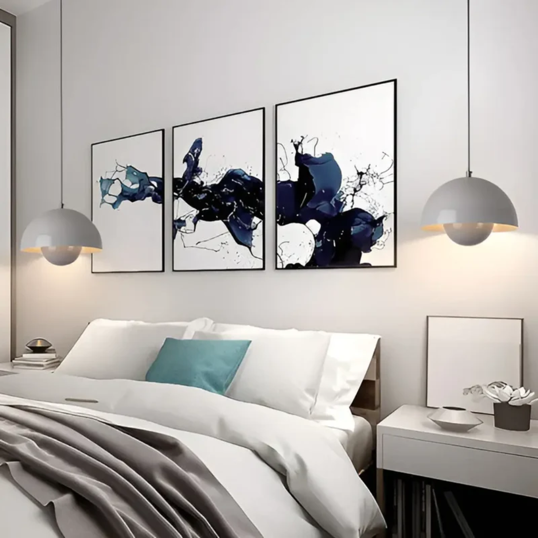 Moderne LED Lampe, skandinavische Ästhetik, Pendelleuchte für Ess- und Schlafzimmer.