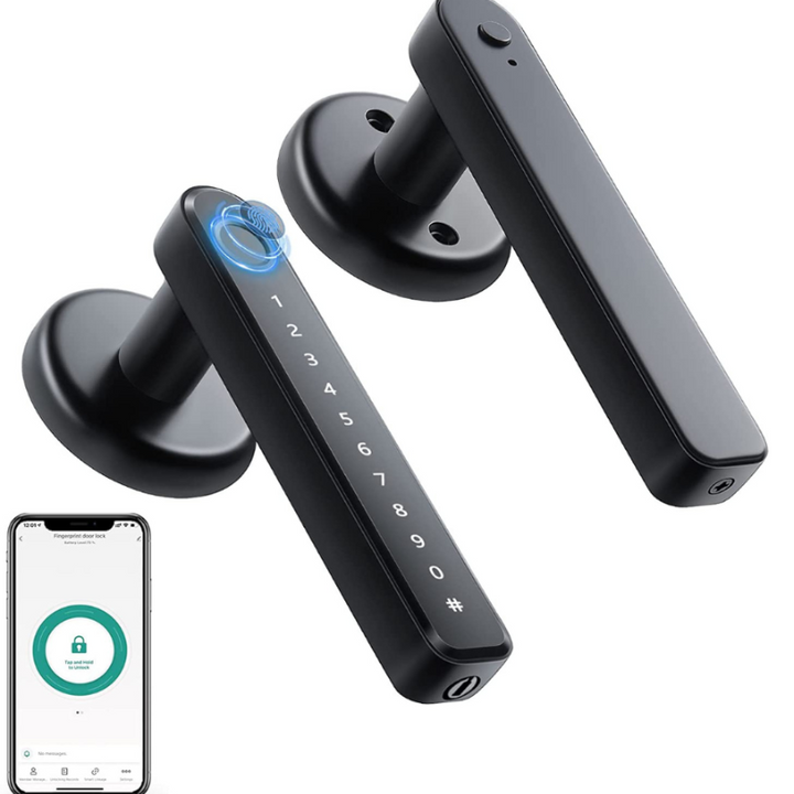 Smart Fingerabdruck-Türgriff aus Zinklegierung, schlüssellos für moderne Haussicherheit.