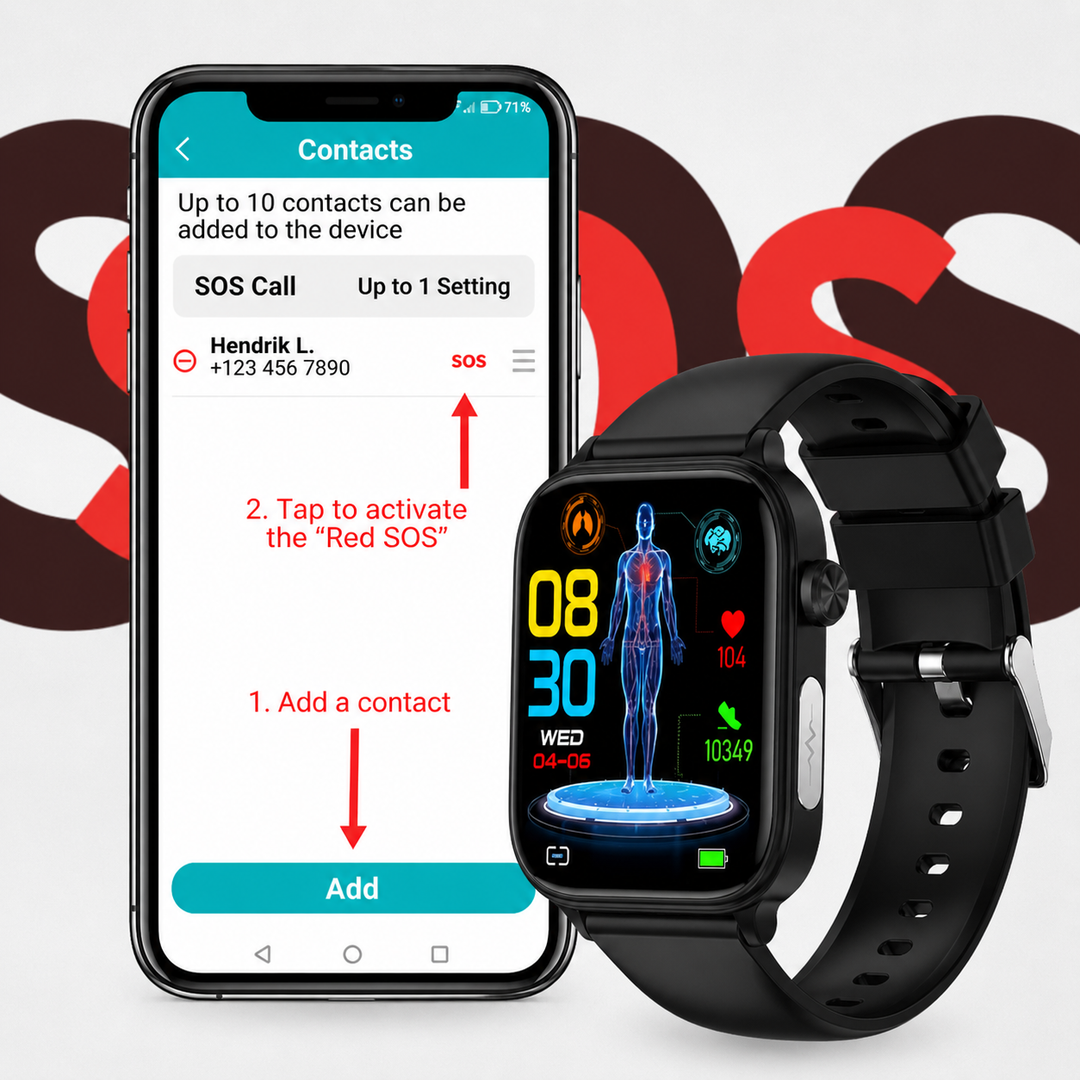 Wasserdichte Smartwatch (IP68) für täglichen Gebrauch; ideal für Outdoor-Aktivitäten & Duschen.